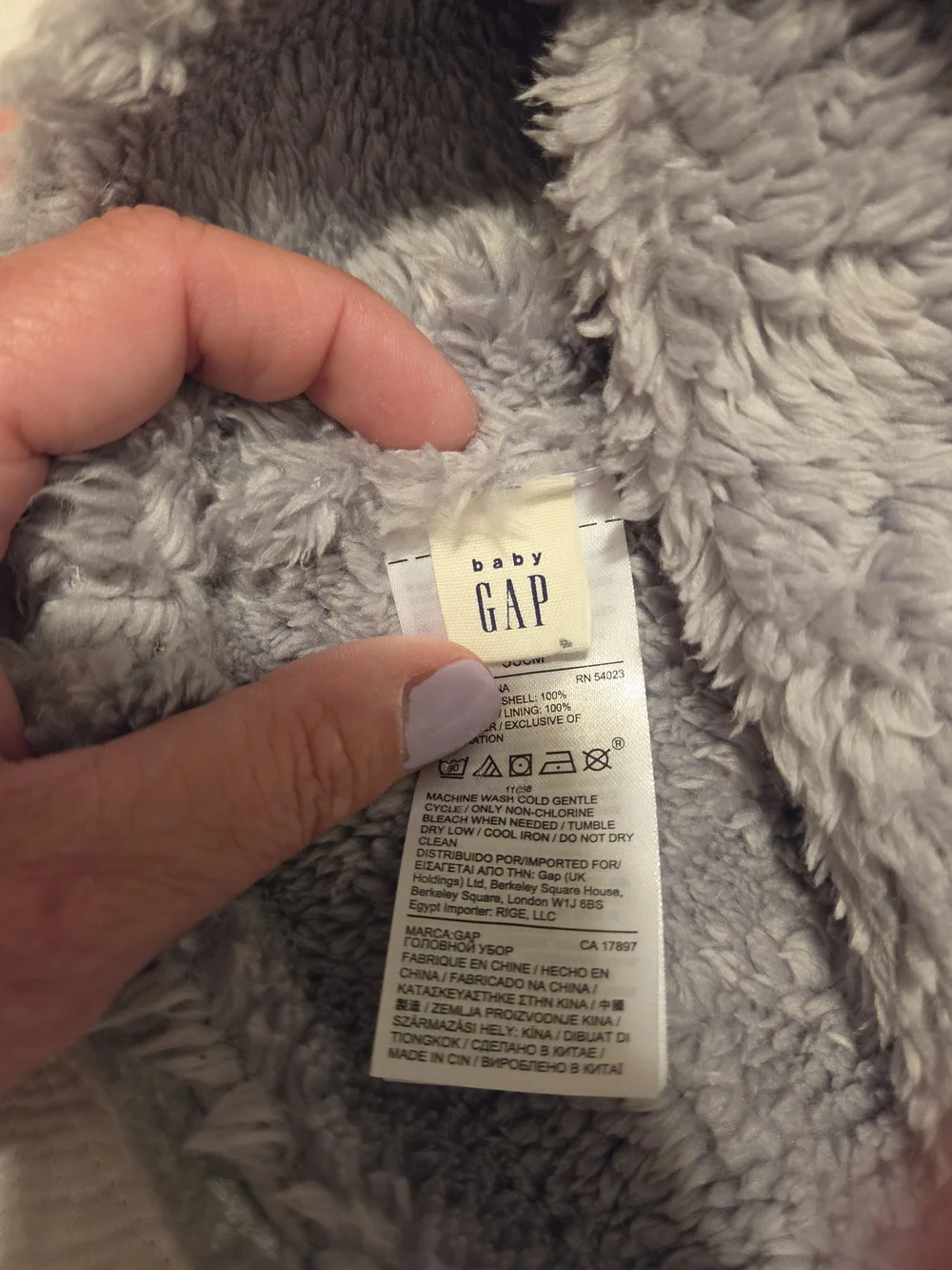 GAP Light Gray Plush Kitty Beanie with Ear Accents